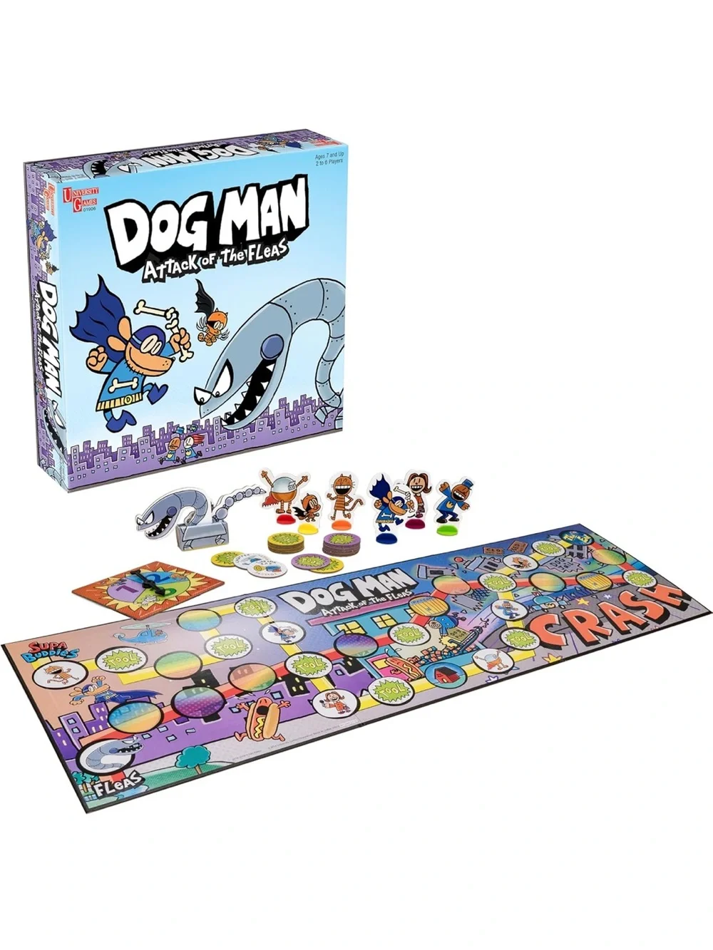 Dog Man Attack of the Fleas Board Game - Colorful Illustration